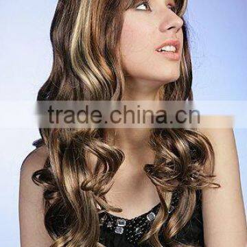 Lady long artificial hair body wavy curly hair wigs supplier and wholesale