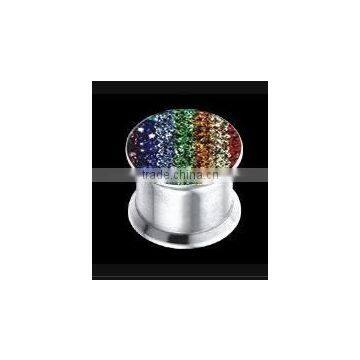 crystal box plug tunnel,ear plug,316L jewelry