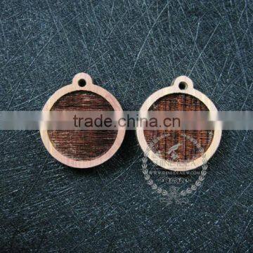 20mm setting size vintage style natual log wood bezel round pendant charm DIY findings supplies 1411145