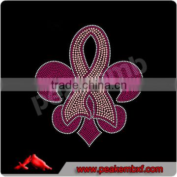 Beautiful Fleur De Lis With Ribbon Iron On Rhinestones T Shirt Transfer