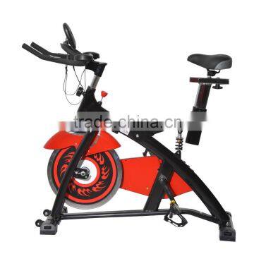 Soozier Pro Upright Stationary Exercise Cycling Bike w/ LCD Monitor - Black and Red