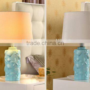 Round Ceramic Lamp Body With White Fabric Lampshade Modern Desk Lamp Bedroom Living Room Dining Room Table Lamp