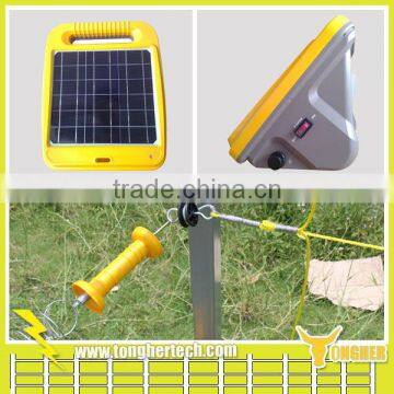Portable cattle farm solar fence energizer with panel and battery