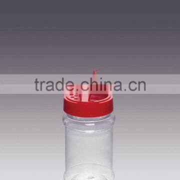 Butterfly Cap With Six Holes Red Cap Pet Round Shape 300ml Clear Spice Jar photo-2