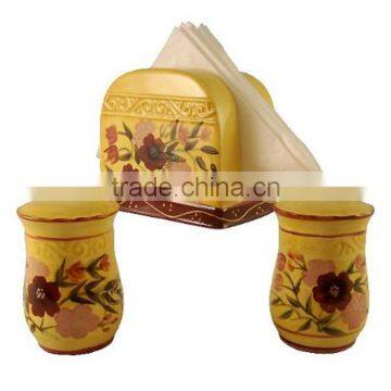 Personalized Handmade Color Glazed Decorative Ceramic 3PC SET NAPKIN HOLDER