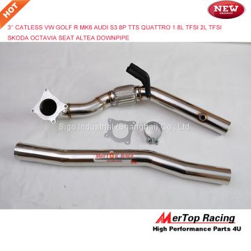 Mertop Race New 3'' 76mm Catless High Flow VW Golf R MK6 Aud* TTS Aud* S3 AUD* A3 8P Quattro 1.8L TFSI 2L TFSI Downpipe