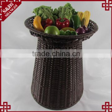 S&D Handmade plastic rattan display disposable supermarket fruit basket