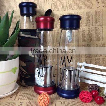 Factory price High quality My bottle glass tea infuser bottle/Tea filter water bottle/fruit juice glass bottle/water bottle