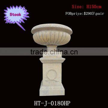 Elegant Yellow Marble Flowerpot Cheap