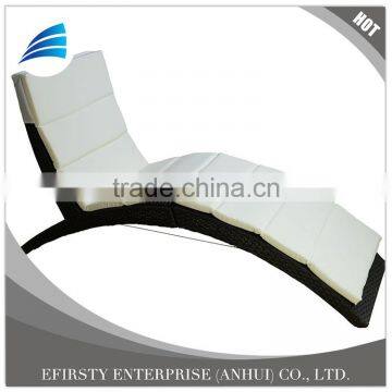 White cushion portable folding beach chaise sun lounge chair
