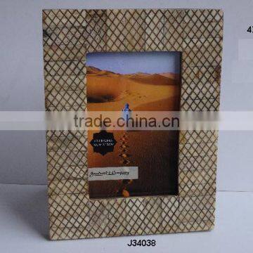 Antique finish Bone Photo Frame With curving in square patterns available in all sizes