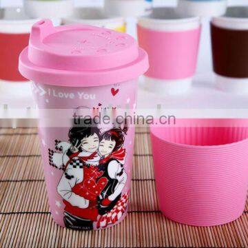 12oz Ceramic Silicone Cup With Lid