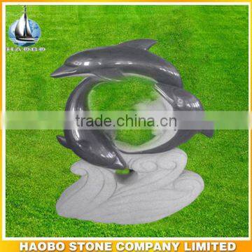 Haobo Factory Grey/Black Granite Dolphin Carvings