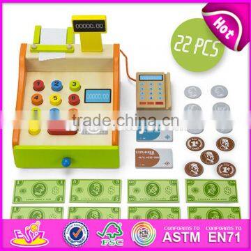 New Design Interactive Pretend Play Wooden Calculator Toy Cash Register for Children W10A063 photo-3