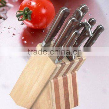 9pcs wood handle knife set with wood block