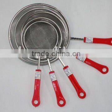 stainless steel oil strainer w/plastic handle