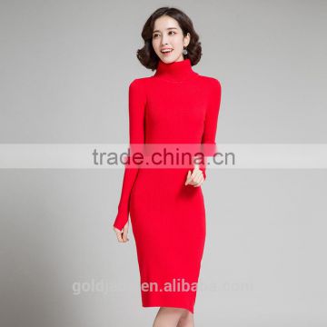 Clothing Factory 2016 Winter Latest Pullover Long Knitted Dress Sweater Designs for Women photo-4