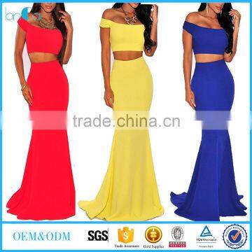 pictures of long skirts and tops for Women's Two Piece Off Shoulder Crop Top Maxi Mermaid Skirts Dress Set