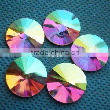 wholesale round rivoli flat back crystal glass stones for clothing