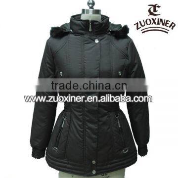 biker padding cotton jackets wholesale with fur hood