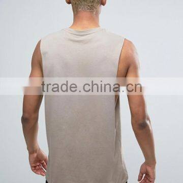 2017 High Quality New Design Summer Custom Brown Color Gym Wear Comfortable Cotton Polyester Fashion Men's Sport Tank Vest photo-2