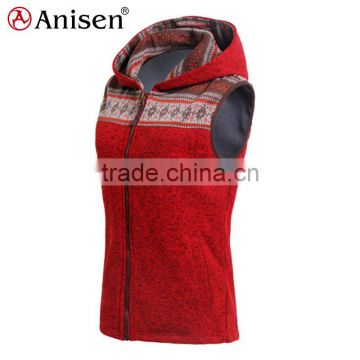 plus size clothing polyester fleece hooded women vest