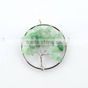 green chip stone beads wire wrapped pendant diy green stone life tree pendant jewelry for necklaces 2016