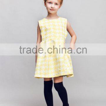 cool kid zone fashion 2016 girl sleeveless dress yellow bright dress color baby girl printed dress for summer