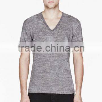 relaxed-fit grey paint-splattered pocket burnout t shirt