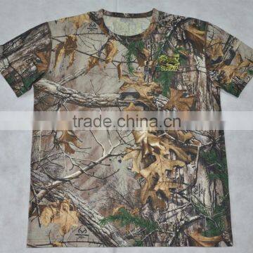 OEM Men' 100% Merino Wool Thermal Camouflage Hunting Pattern, Militray T-Shirts, O Neck Short Sleeve Upper, Size Plus