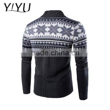 Custom Cardigan Winter Men Stand Collar Jacquard Pattern Knit Christmas Sweater photo-2