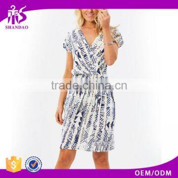 2016 Shandao Supplier Autumn Vintage Style Ladies 100%Rayon Custom Printed Short Sleeve Slim Fit Sexy Club Dress Porn