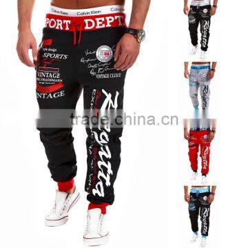 Men's Letter Printed Elastic Waist Sport Jogger Trousers Loose Pants