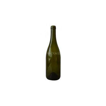 750ML Antique Green Burgundy Glass Wine Bottle with Cork