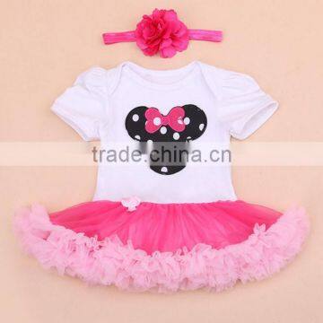 2017 Birthday Party Suit, Cartoon Embroidery Baby Set ,high Quqlity , Romper With Headband 2 PCS photo-4