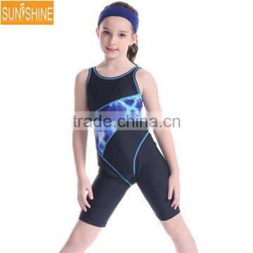 Full Brief Knee Suits One Piece Swimsuit Children Competition Swimwear photo-3