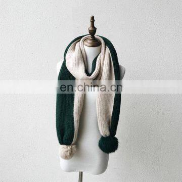 Multicolor or Pure Colour Genuine Rabbit Hair Ball Knitted Wool Scarf photo-5