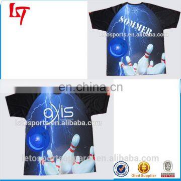 Sublimated plus size polyester bowling shirts breathable bowling top t shirt