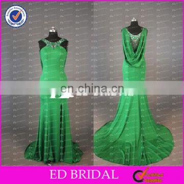 CE769 Unique Beautiful Round Neck Floor Length Green Formal Evening Gowns