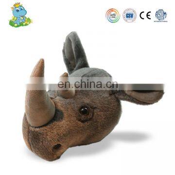 Super custom soft realike plush rhinoceros wall decoration toy manufacture