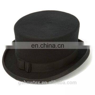 Wool felt unisex boater panama hat flat top classic black