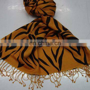 Silk Pashmina Shawl with Zebra print