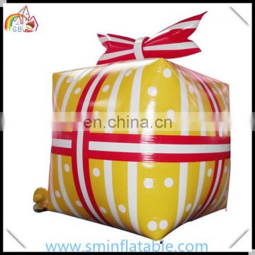 Customized christmas inflatable gift box, inflatable ornament present , santa claus decor for promotion