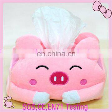 Supply high quality cute pink pig facial tissue box OEM