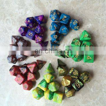 High Quality Multi-Sided Dice New 7pc/lot Dice Set With Marble Effect d4 d6 d8 D10 D10 D12 D20 DUNGEON and DRAGONS Rpg Dice Game
