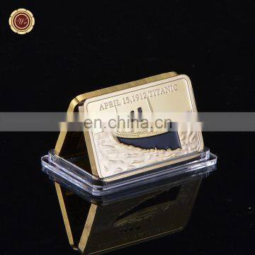 WR Titanic Gold Bar 1 OZ Gold Layered 999 Gold In Memory of Titanic Victims Free Shipping for Collection