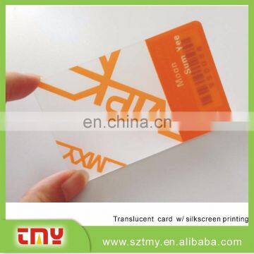 Silk Screen clear plastic PVC vip barcode card