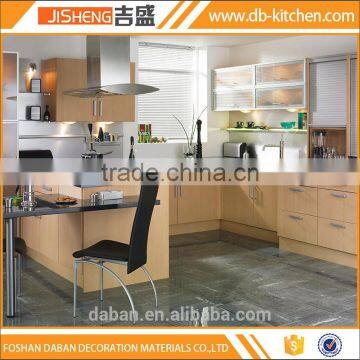 Factory price new model teak wood kitchen cabinet in foshan