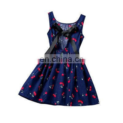 Little Girl Baby Print Leisure Summer Dress Princess Girl Birthday Party Clothes Beach Style Sundress For Kids Clothing