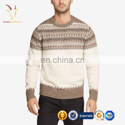 Men Winter Heavy Cashmere Pullover Intarsia Sweater photo-2